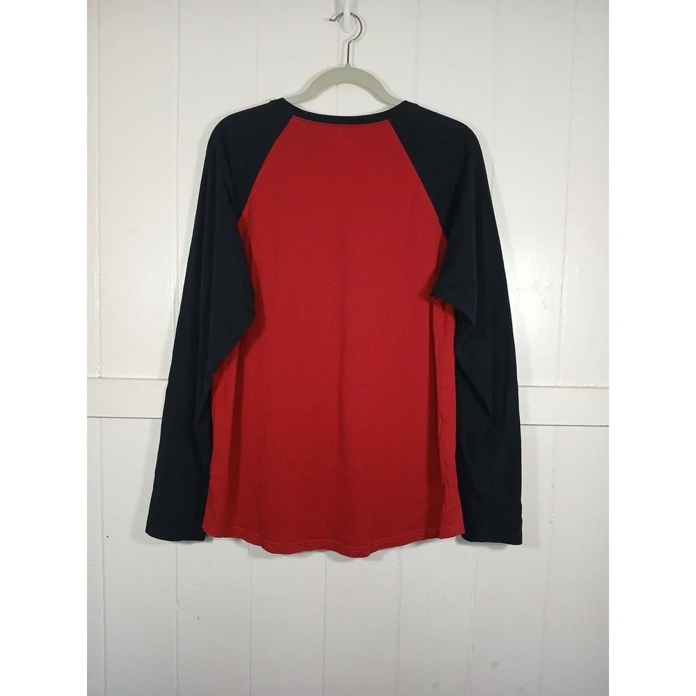 True Religion Raglan Shirt Logo Long Sleeve‎ Graphic Tee Men's Large Red Cotton